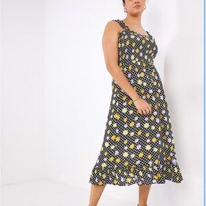 Floral Black and Yellow Women's Dress